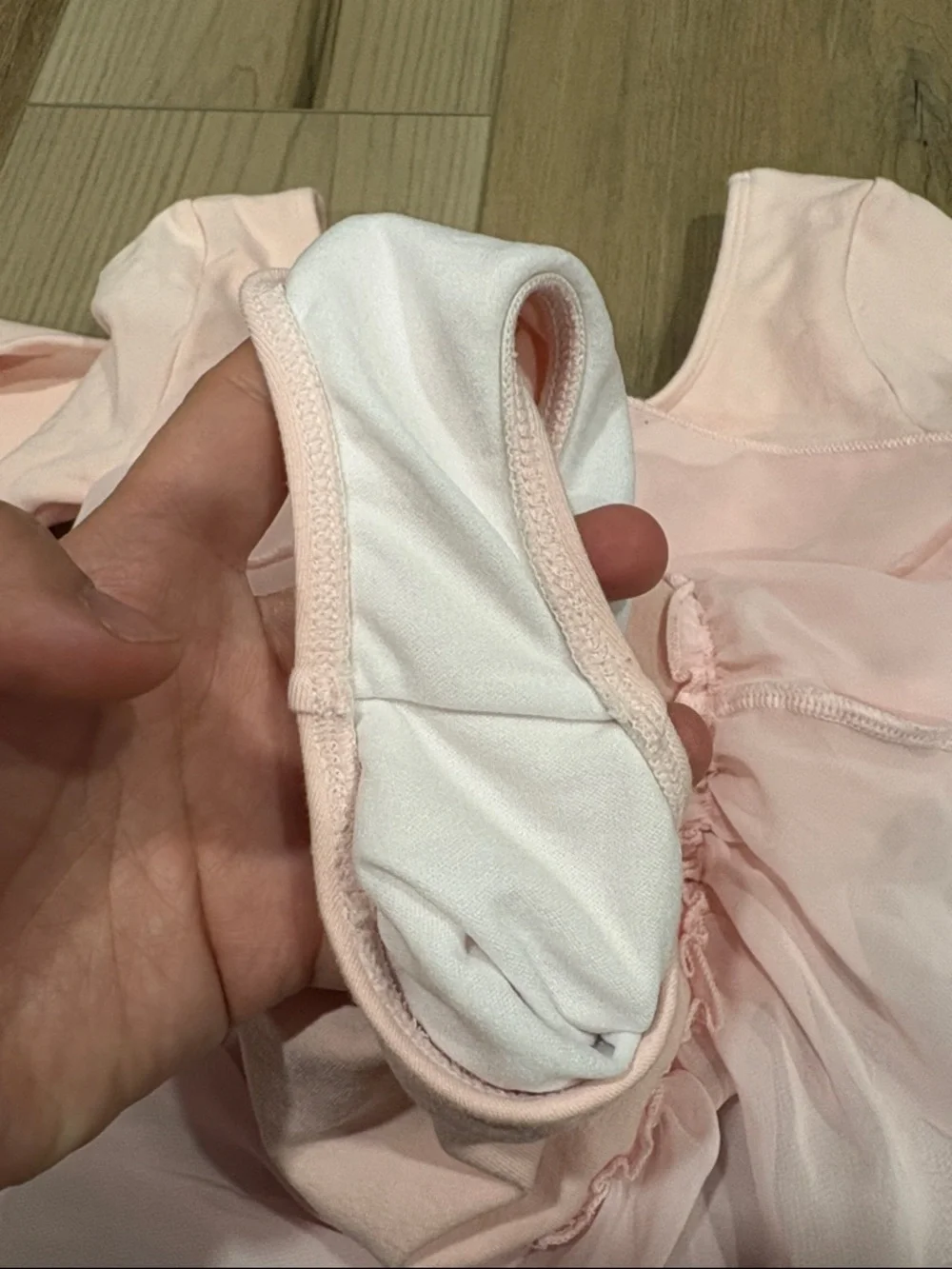 Bloch Light Pink Long-Sleeve Ballet Leotard with Layered Chiffon Skirt sz 6x 7